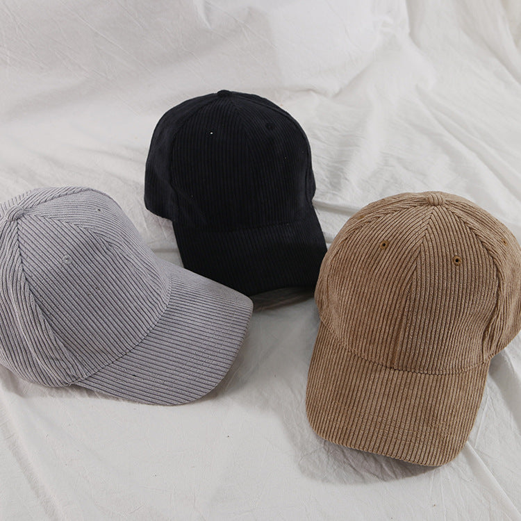 Solid Color Peaked Thickened Warm Curved Brim Baseball Hat