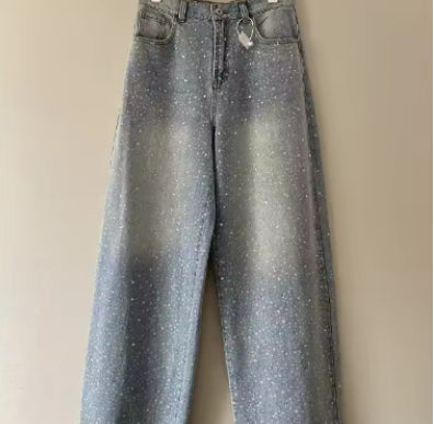 Womens Stylish Distressed Jeans With Rhinestone Detailing