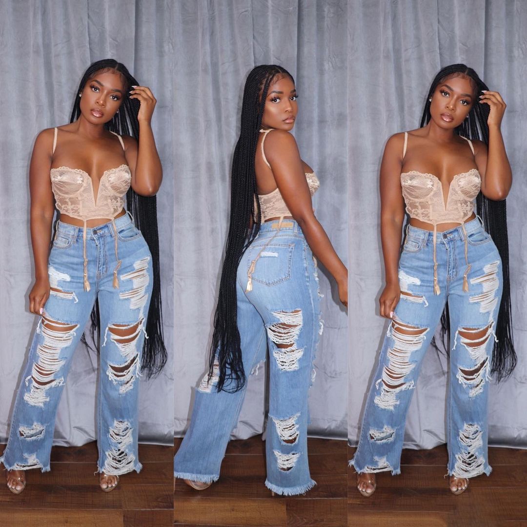 Damemode Brændte Ripped Jeans