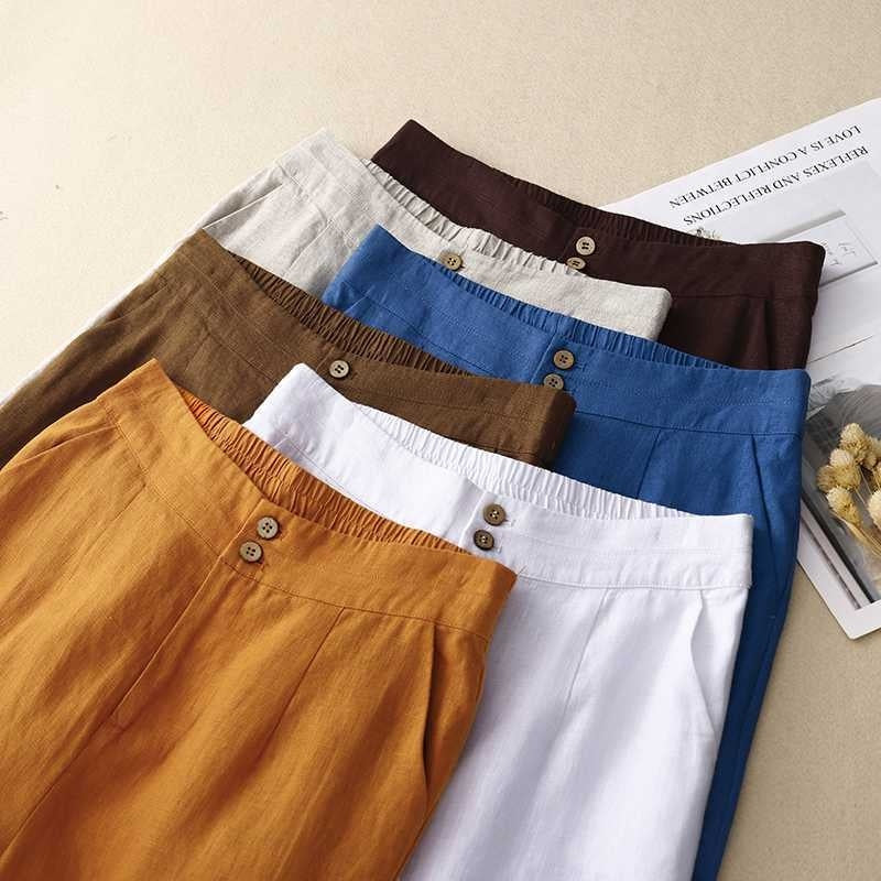 Summer Straight-leg Pants Slimming Versatile Women's Pants Linen Pants