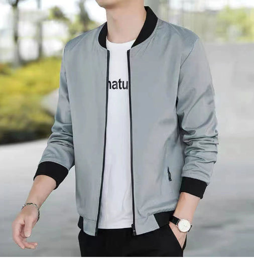 Men's Jacket Spring And Autumn Solid Color Stand Collar Coat