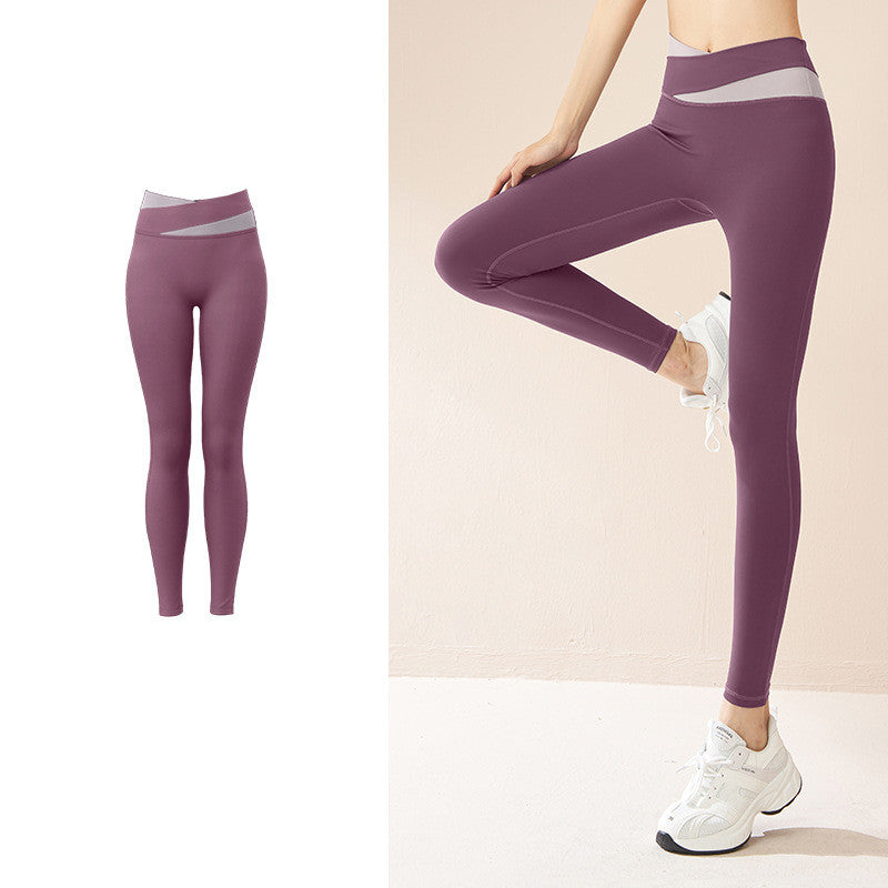 Sammenføjede højtaljede yogabukser Butt Lift Sømløse leggings Hurtigtørrende løbesportsfitnessbukser til kvindetøj