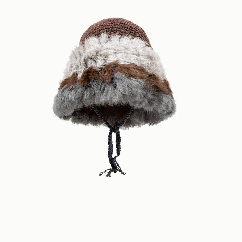 Women's Plush Thickened Wool Knitted Basin Hat Thermal Ear Protection