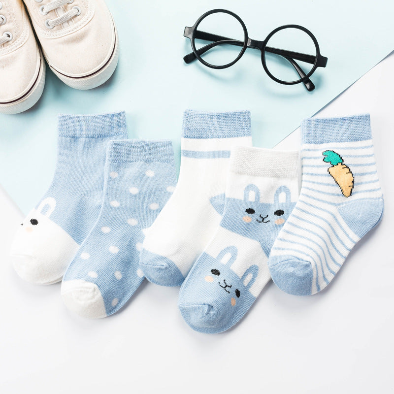 5 Pairs Children's Cotton Mid-calf Length Socks