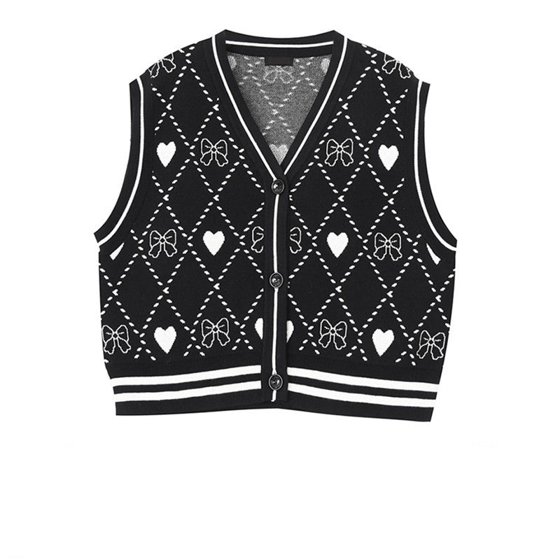 Women's Loose Layered Diamond Knitted Vest