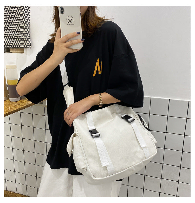 Women's Simple Tooling Messenger Canvas Bag