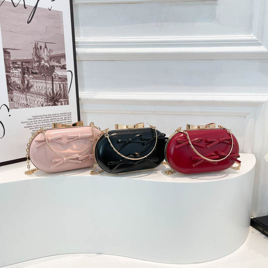 Mini Heart-Shape Plaid Clutch Women's Chain Shoulder Crossbody Bag