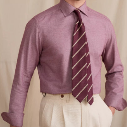 Retro Cotton Business-Casual Long-Sleeve Shirt For Commuting Skin-Friendly British Windsor Collar Slim Fit
