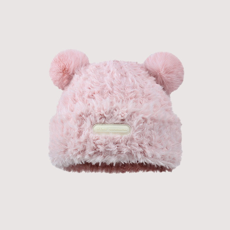 Cute Furry Face-looking Warm Plush Hat