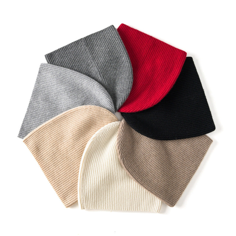 Pure Cashmere Knitted Wool Hat All-match Bag Cap Sleeve Cap All-match Casual Shopping Cashmere Hat