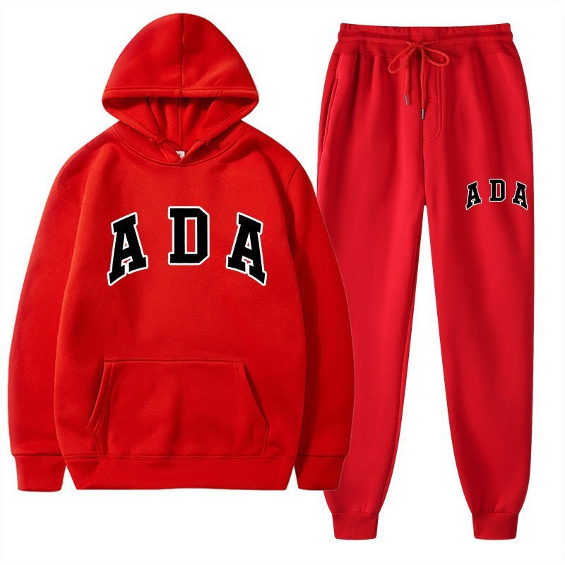 Letter-printed Loose-fitting Hooded Sweatshirt Set