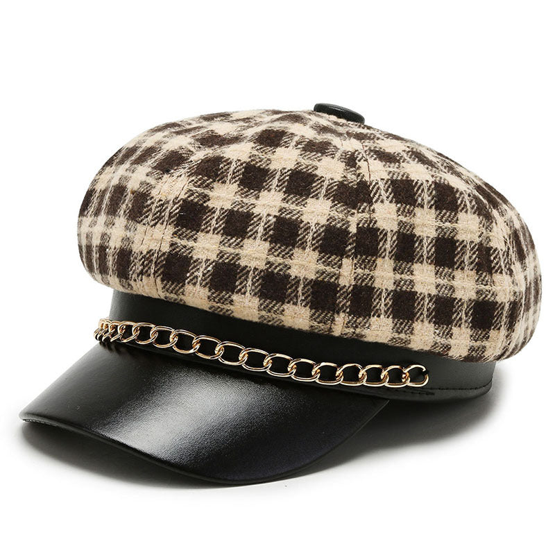 Fashion Retro Personality Leopard Octagonal Hat