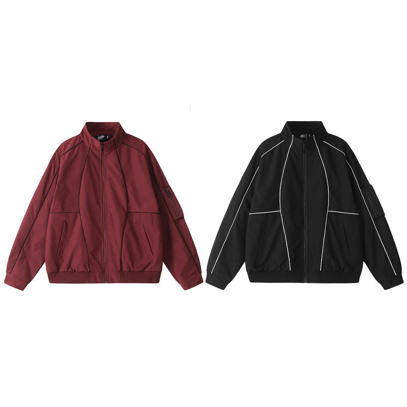 Vintage Stand Collar Jacket For Men Loose Casual Jacket