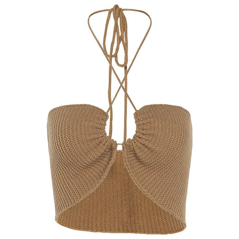 European And American Lace Tube Top Knitted Hot Girl Halter Spaghetti Straps