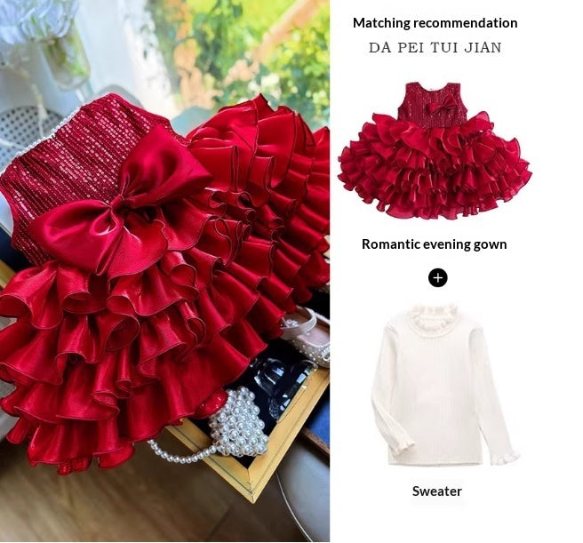 Light Luxury Western-style Birthday Princess Dress Performance Gown Wedding Flower Girl Dress