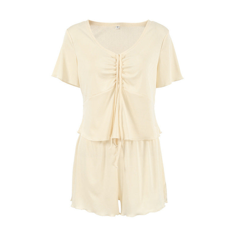Drawstring Inner Shorts Two-piece Set
