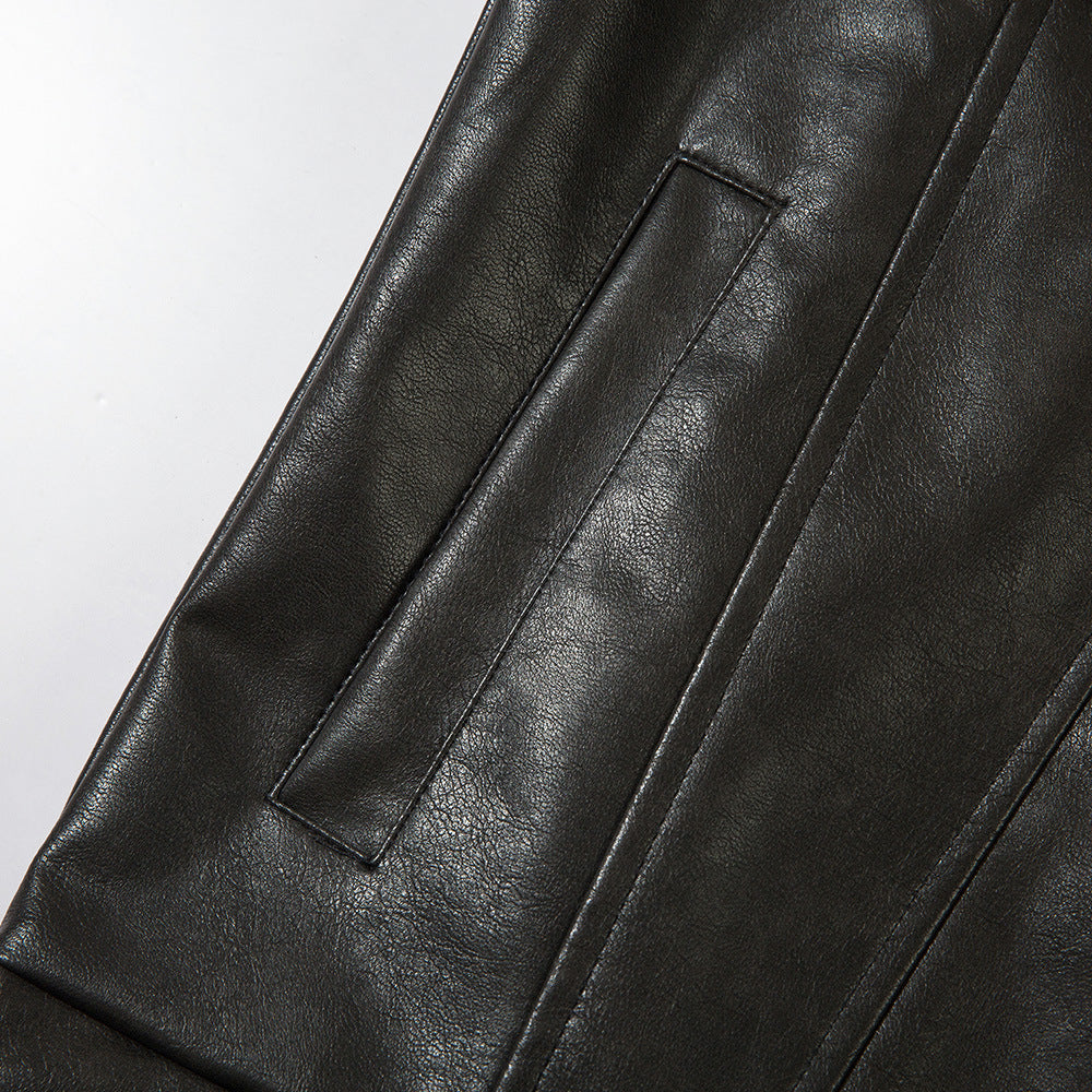 Lapel PU Leather Coat Men's Spring And Autumn