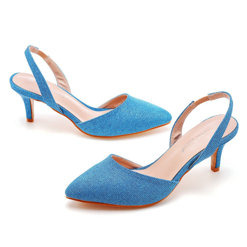 Low-cut Pointed-toe Color-changing Cloth Plus Size Sandals  6cm