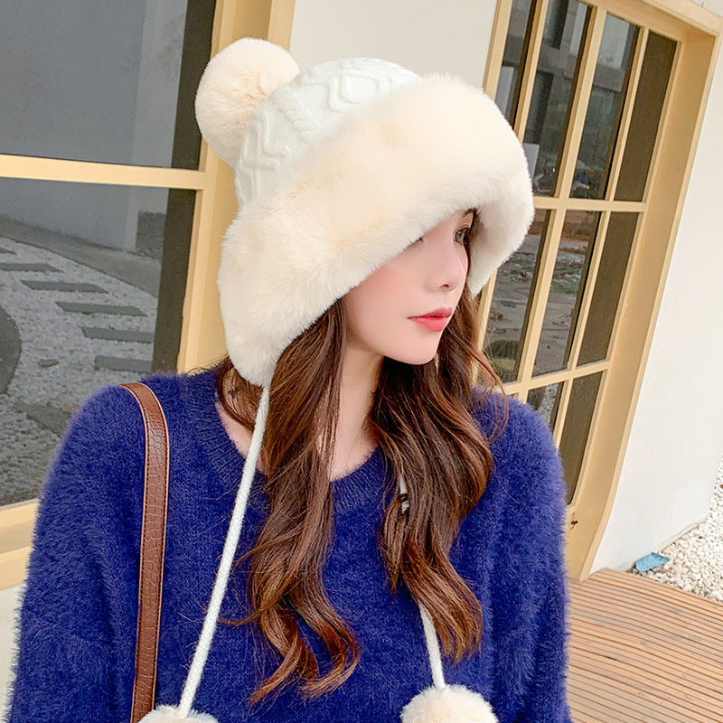 Solid Color Wool Knitted Ear Protection Warm Hat