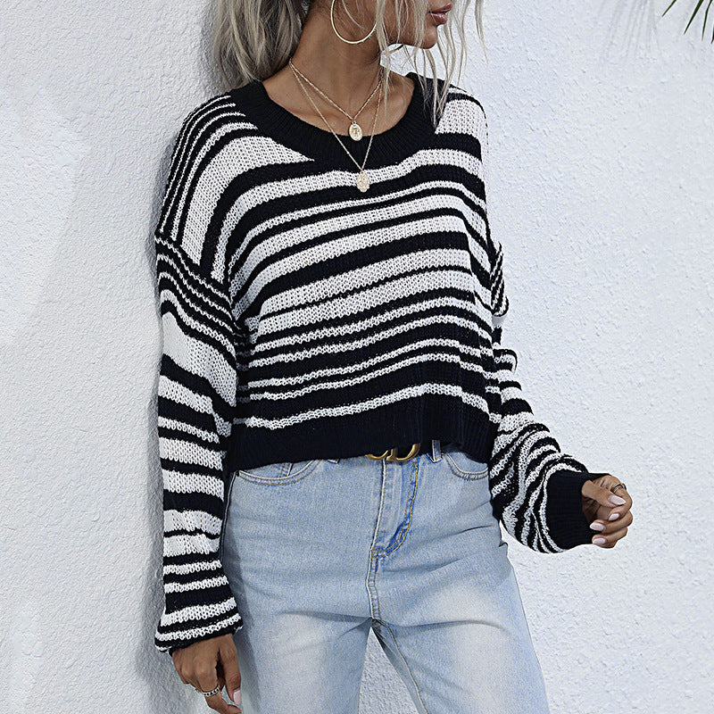 Base Knitwear Short Striped Sweater Women