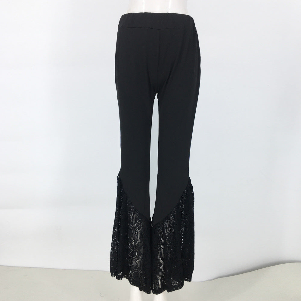 Women's Knitted Lace Bell-bottom Pants