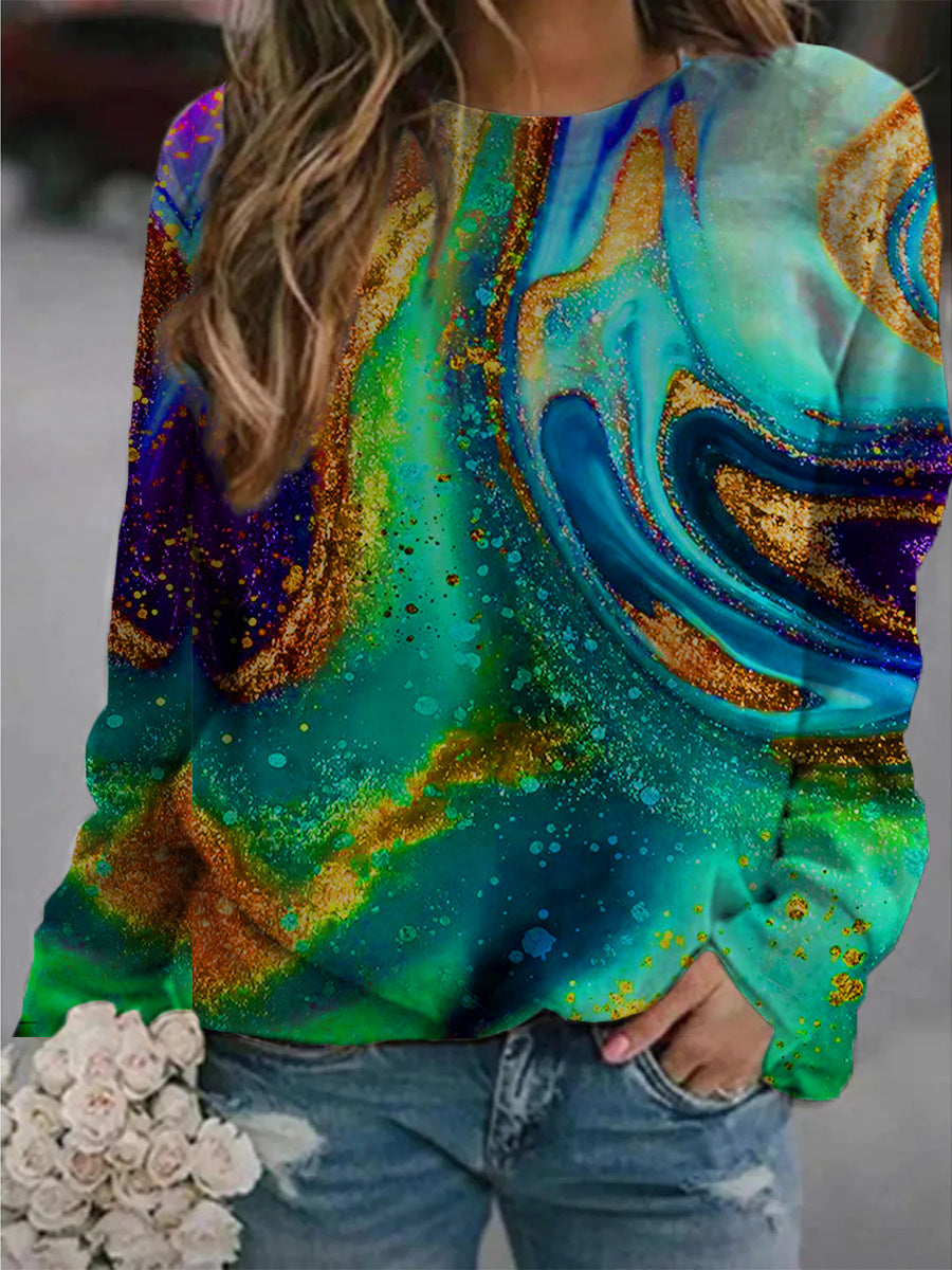 Women's Printed Abstract Oil Painting Sweater