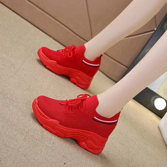 Fly Woven Mesh Casual Sneaker Åndbare Plateausko