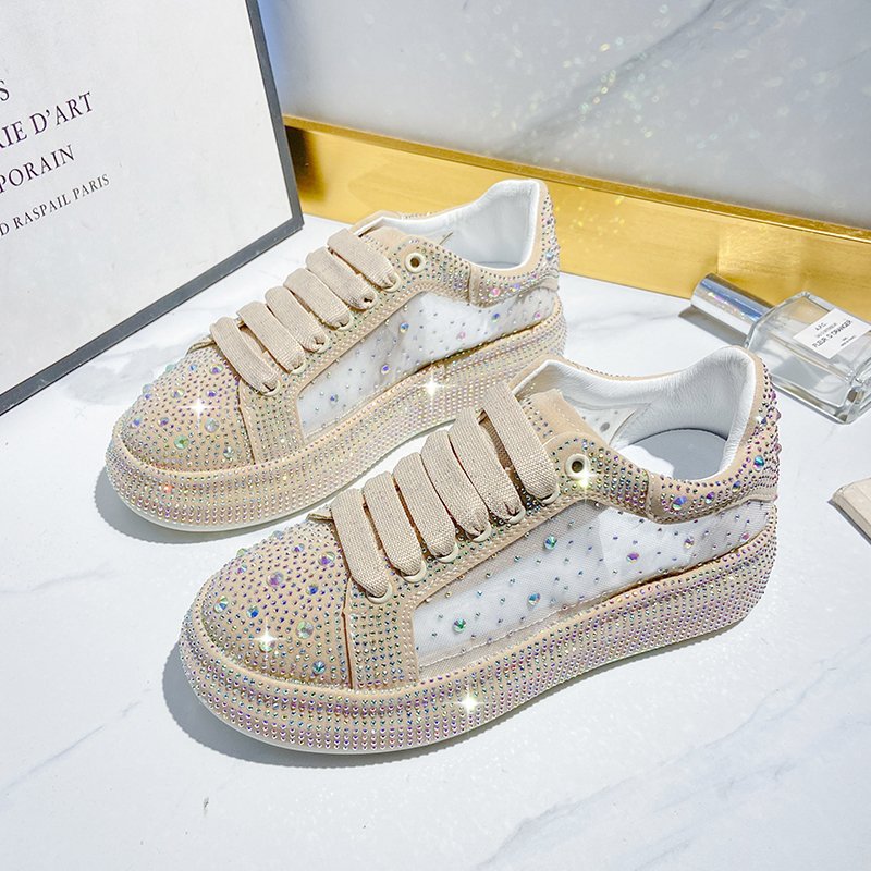 New Style Rhinestone Lace-up Breathable Casual Sneakers