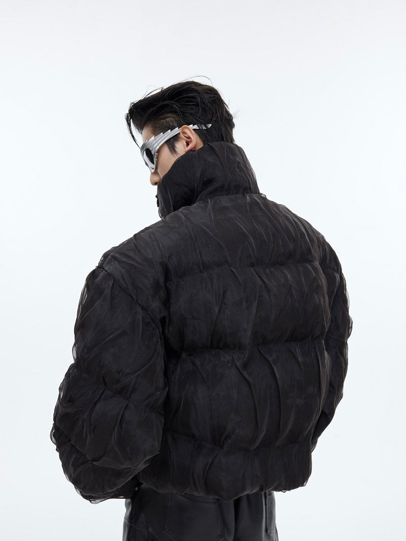 Niche Pleated Texture Thicken Cotton Clothes Coat Men