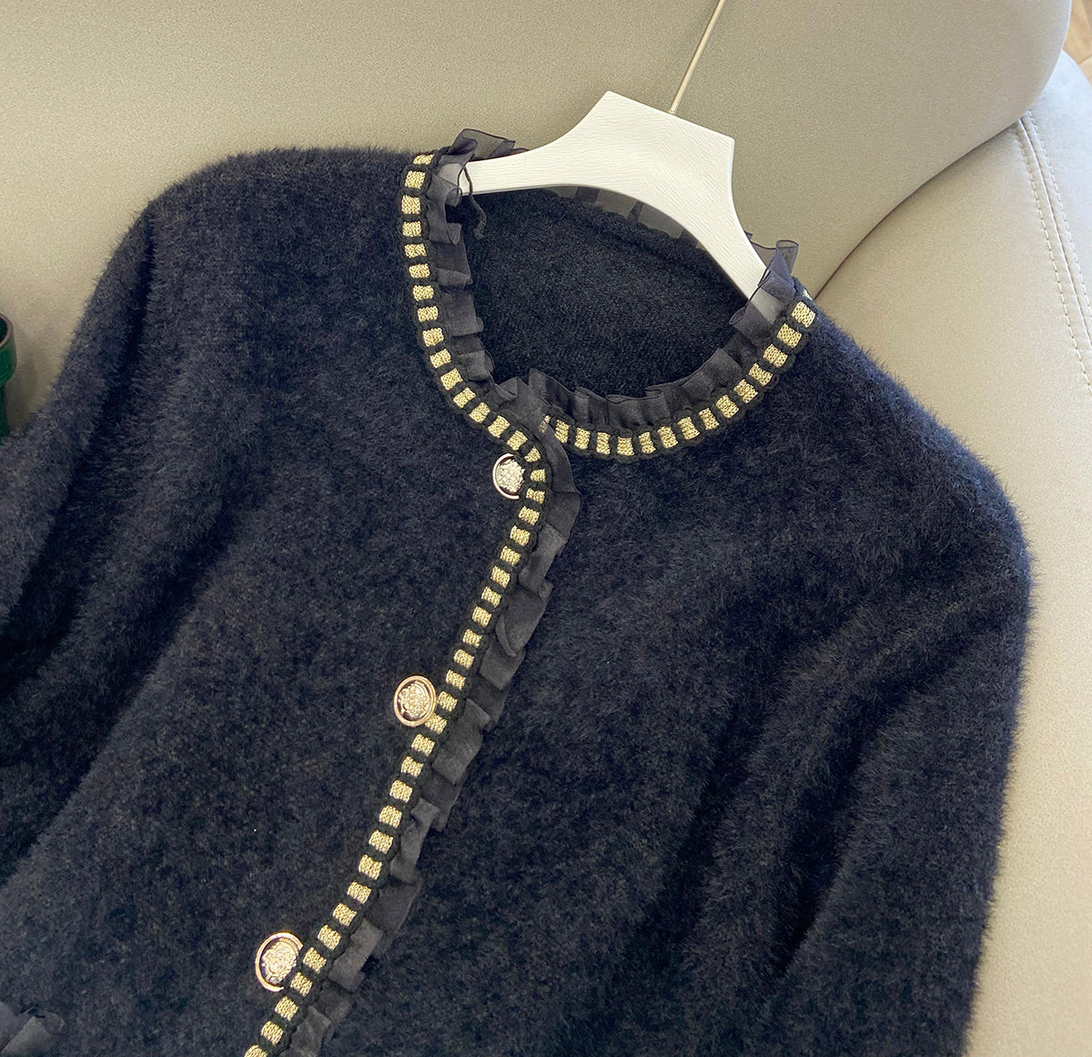 Cardigan niche manteau velours vison style western haut de gamme