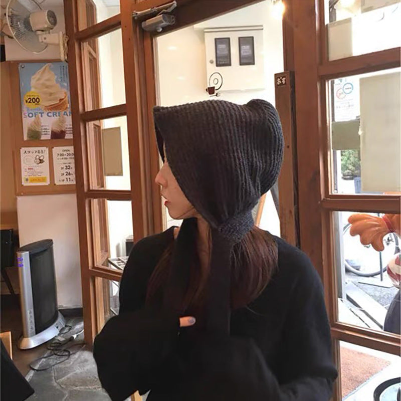 Korean Style Knitted Lace-up Toe Hat Showing Little Warmth