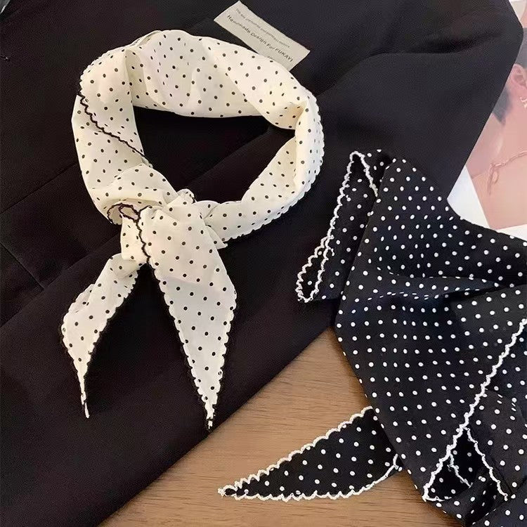 Women's Korean-style Polka Dot Scarf Triangular Binder Lace-up Waist Decorative Summer