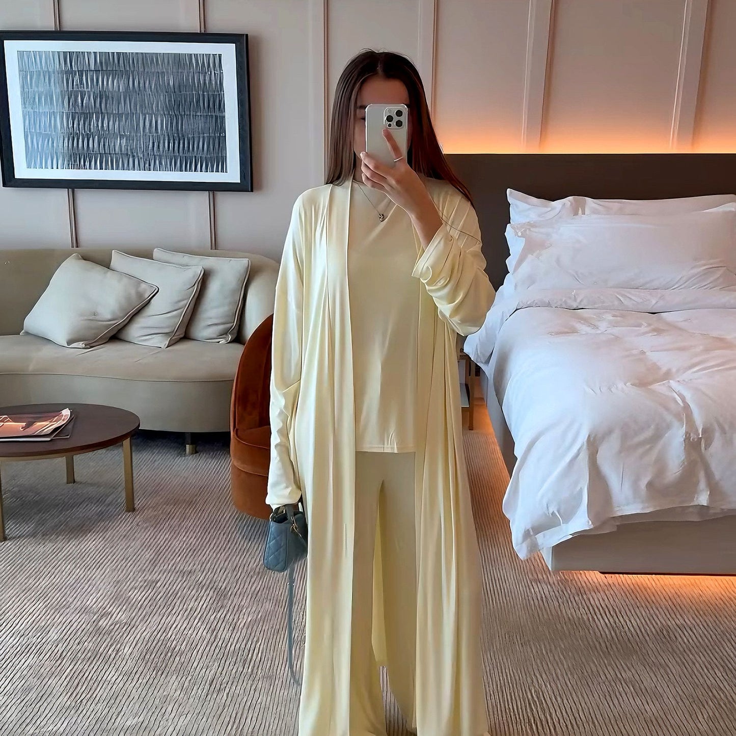Women's Solid Color Casual Three-Piece Set