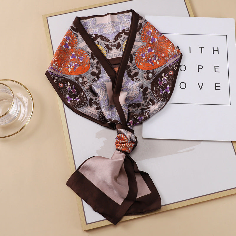 Small Silk Scarf Thin And Long Hair Binding Double Layer