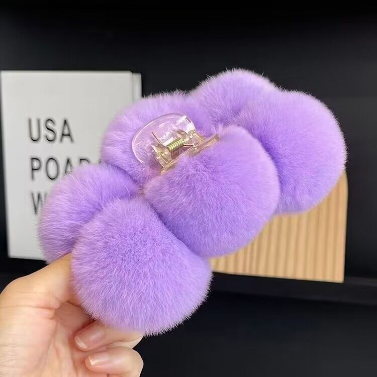 Elegant Rex Rabbit Fur Ball Grip Large Plush