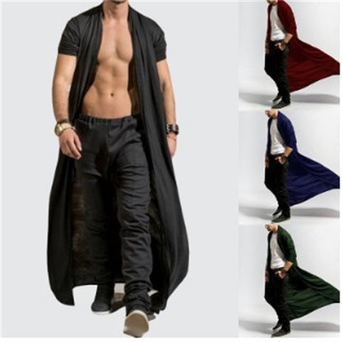 Slim Long Trench Coat Casual Fashion Solid Color Men'S Top
