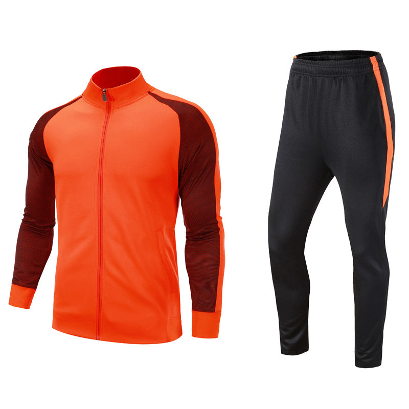 Contrasting Trim Stand-collar Sports Jacket Suit