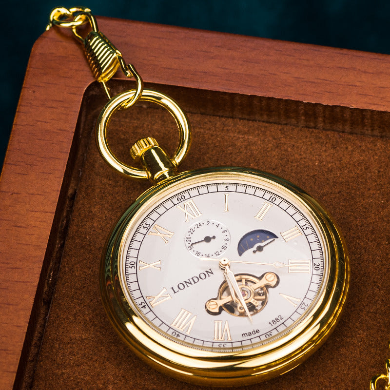 Starry Sky Open-Back Mechanical Pocket Watch