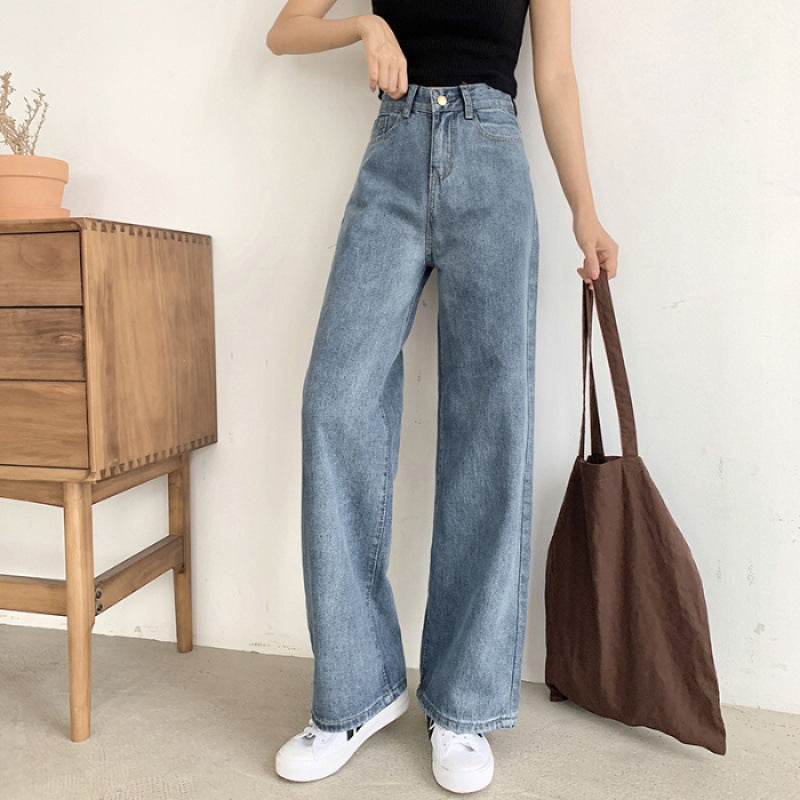 High-waisted Jeans Women's Loose Large Size Slimming Drape Wide-leg Pants