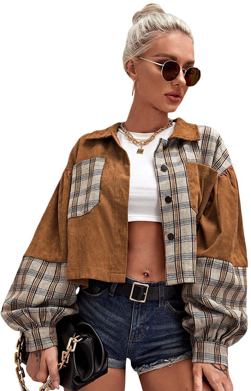 Women's Patchwork Lapel Short Coat