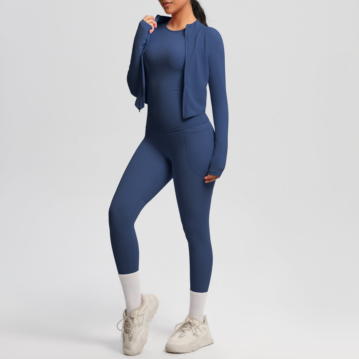 Women's Tight Sports Zipper Jacket Slimming Fitness Suit