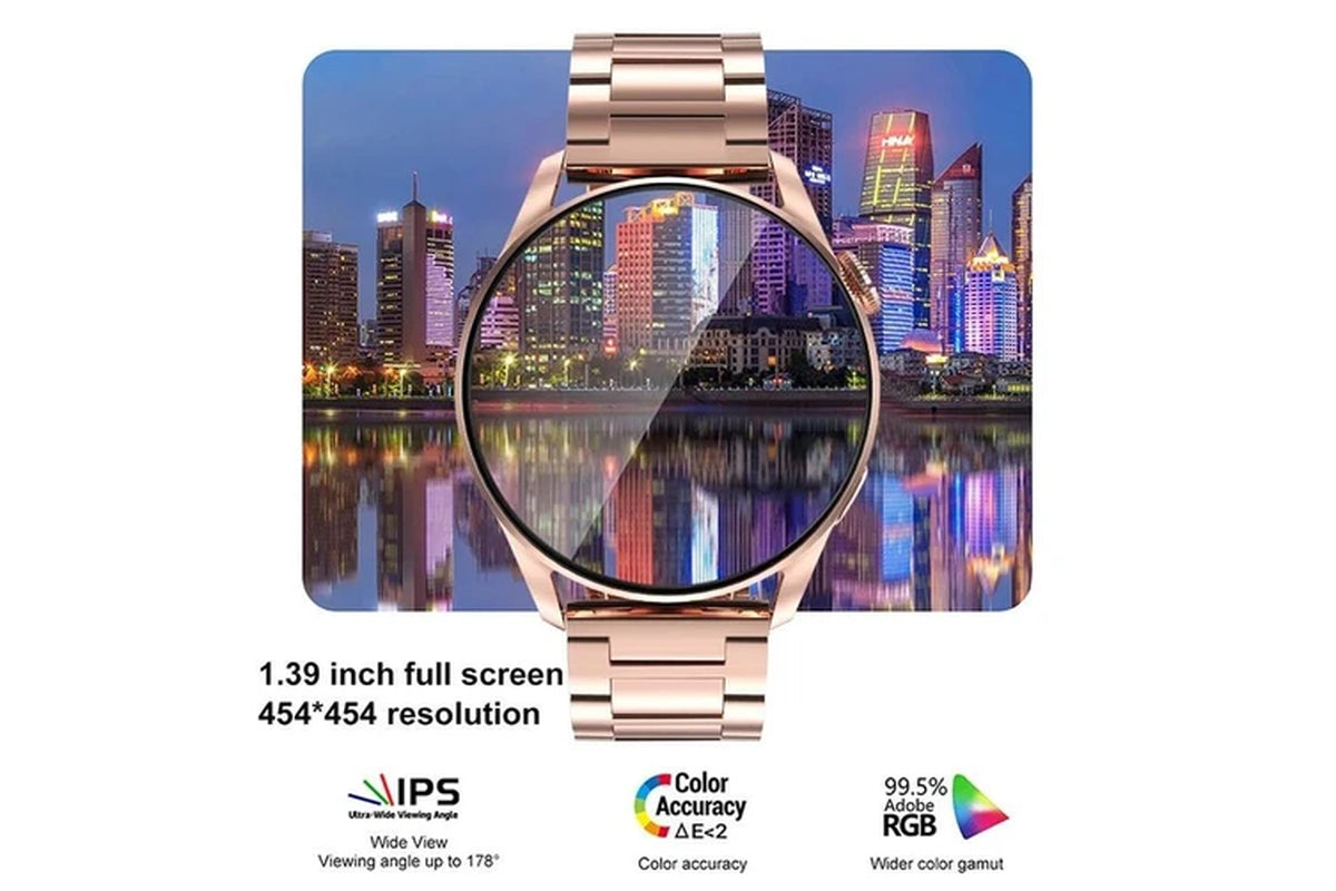 New Bluetooth Calling Smartwatch Men Women 1.36 Inch round Screen HD 390*390 Pixel Full Touch Custom Dial Smart Watch Man - Black Leather Belt