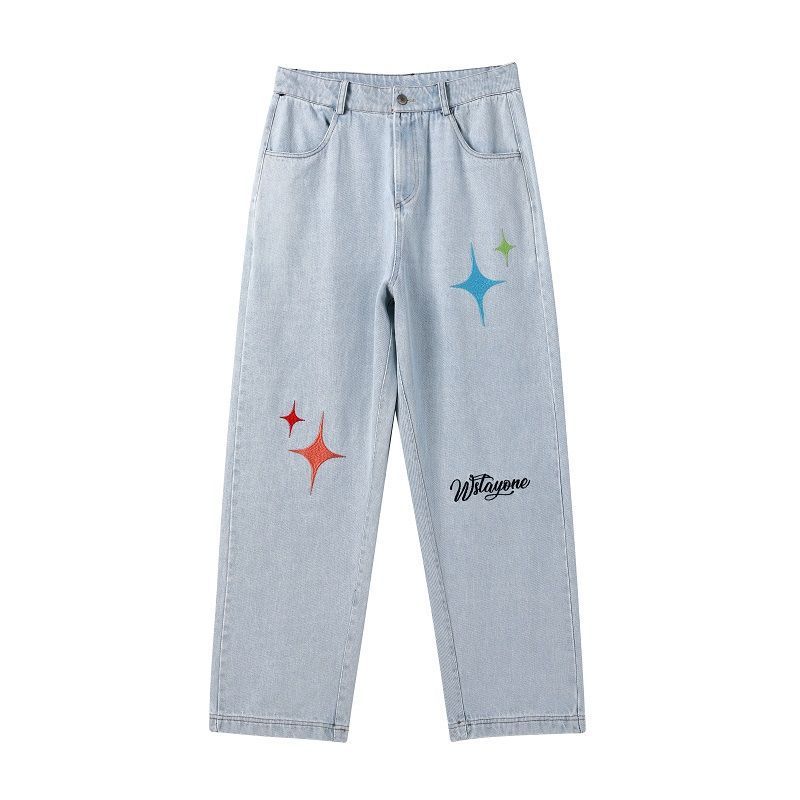 Women's High Street Hip-hop Washed Embroidered Jeans
