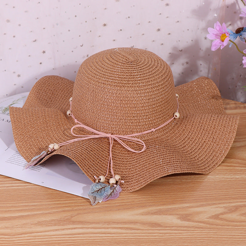 New Ladies Big Brim Wave Straw Hat Outdoor Shade