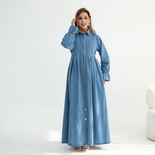 Denim Dress Middle Eastern Dubai European And American-style Robe