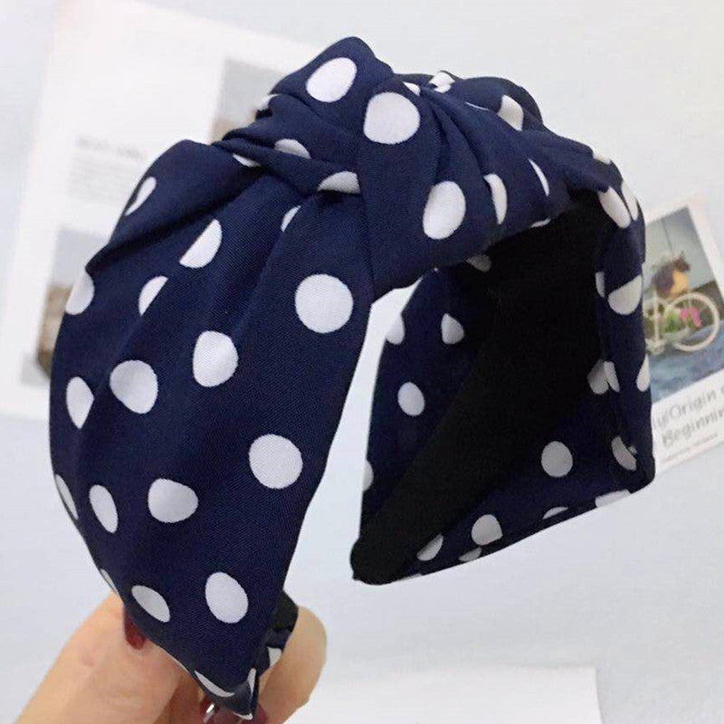 Simple Fabric Wave Point Wide Brim Hairpin Hoop Knotted Headband Headdress