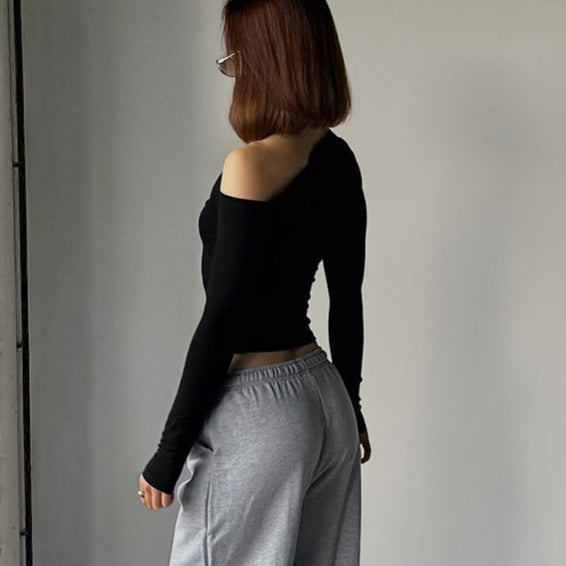 Langærmet stram off-shoulder top til kvinder