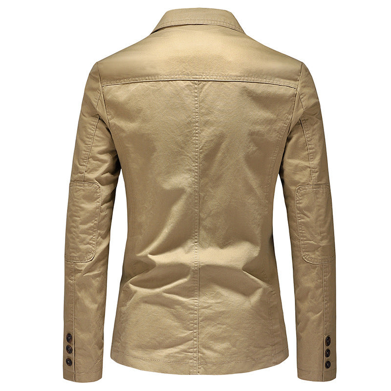 Men Single Breasted Solid Color Jacket