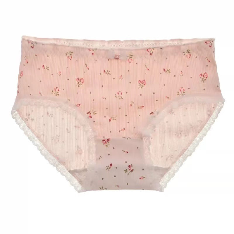 Girlish Style Small Floral Pure Cotton Underwear Girl Sweet