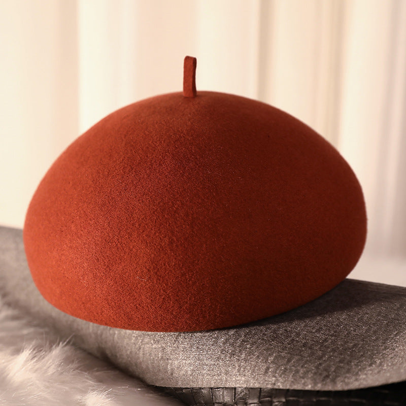 Wool Hat Painter Cap Knitted Pumpkin Hard Beret